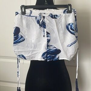 GAP Women's White and Blue Pajama Shorts